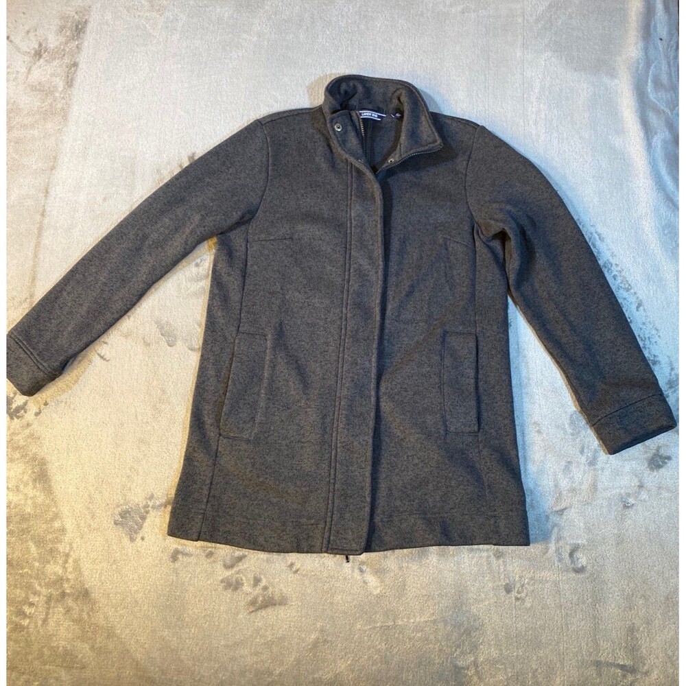 Girls Lands' End Medium Gray Full Zip with Snaps Mid Length Pre-owned
